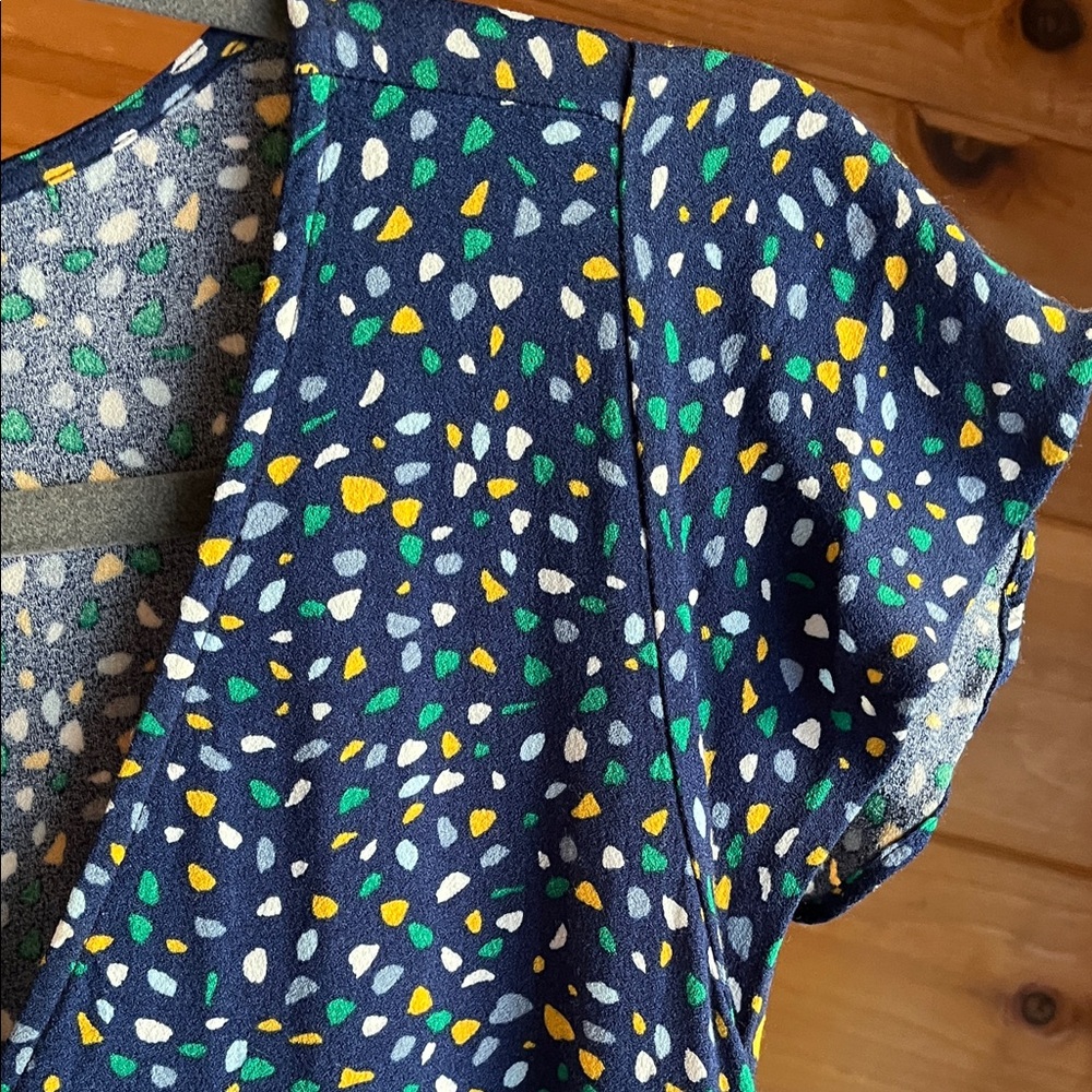 Banana Republic Navy and White Patterned Midi Dress